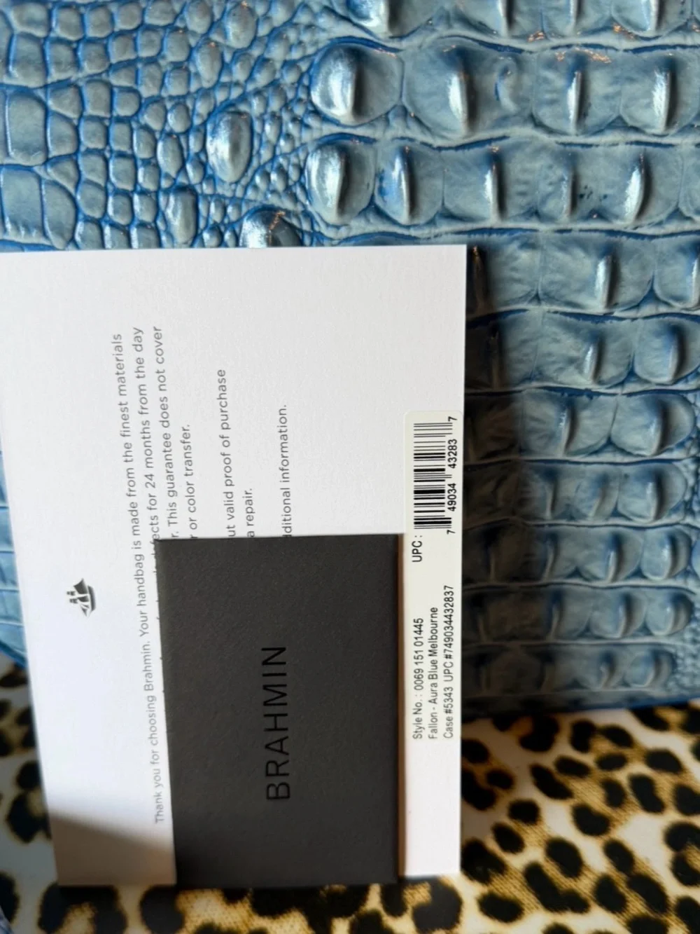 SET Brahmin Fallon Aura Blue Shoulder Bag leather Sky Blue & Wallet NWT